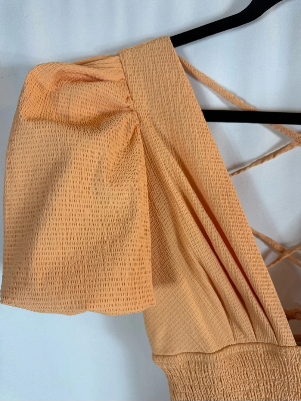 NWT Hello Molly Apricot Puff Sleeve Smocked Mini Dress size: XS